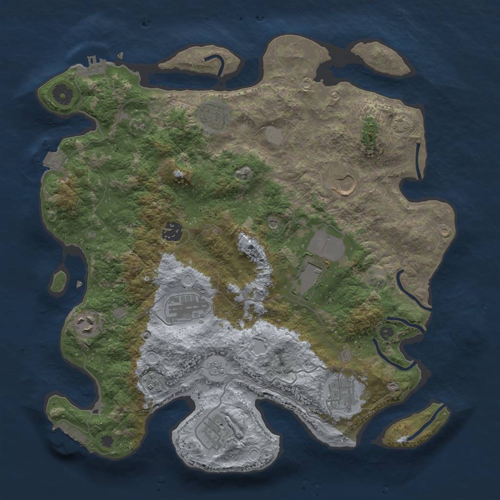 Rust Map: Procedural Map, Size: 3700, Seed: 1295875847, 17 Monuments