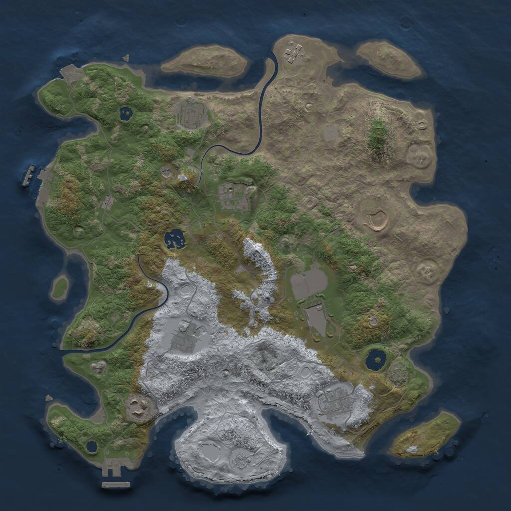 Rust Map: Procedural Map, Size: 3700, Seed: 1295875847, 15 Monuments