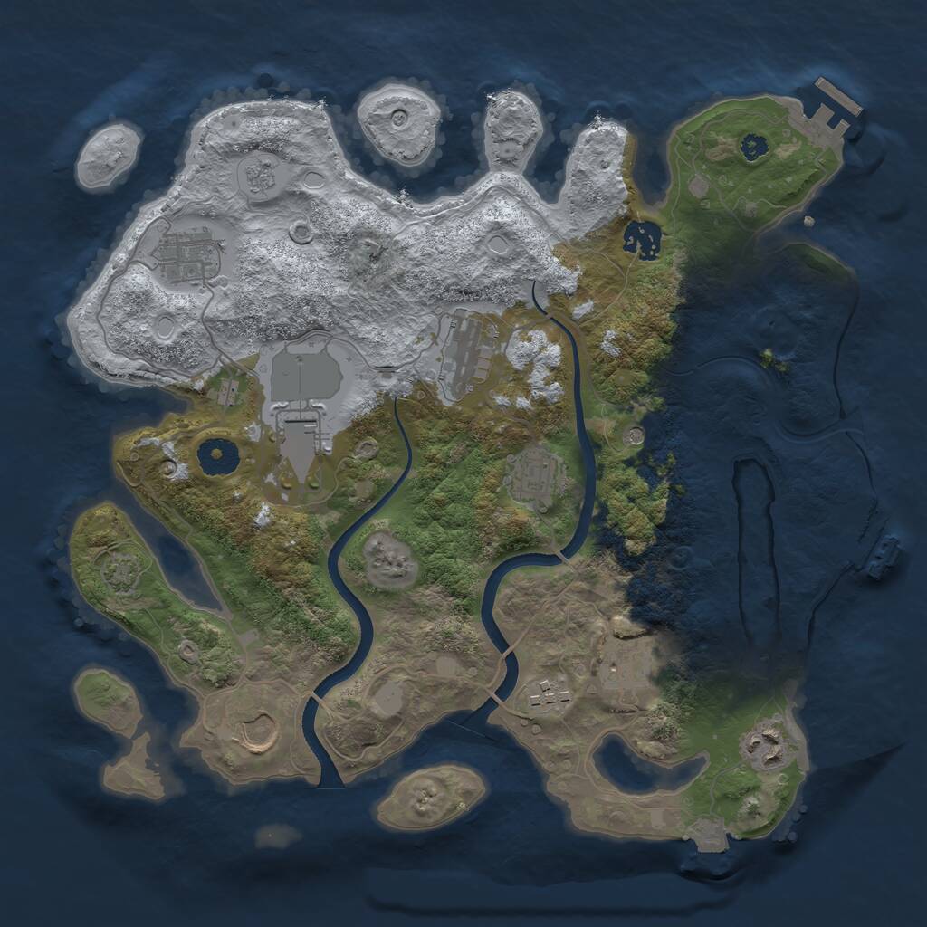 Rust Map: Procedural Map, Size: 3500, Seed: 634064753, 15 Monuments