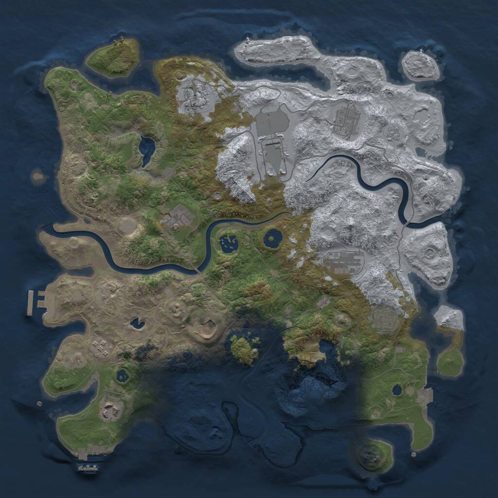 Rust Map: Procedural Map, Size: 4000, Seed: 185313662, 16 Monuments