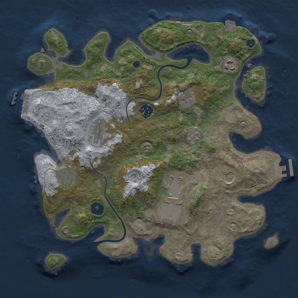 Rust Map: Procedural Map, Size: 3500, Seed: 1969207666, 14 Monuments