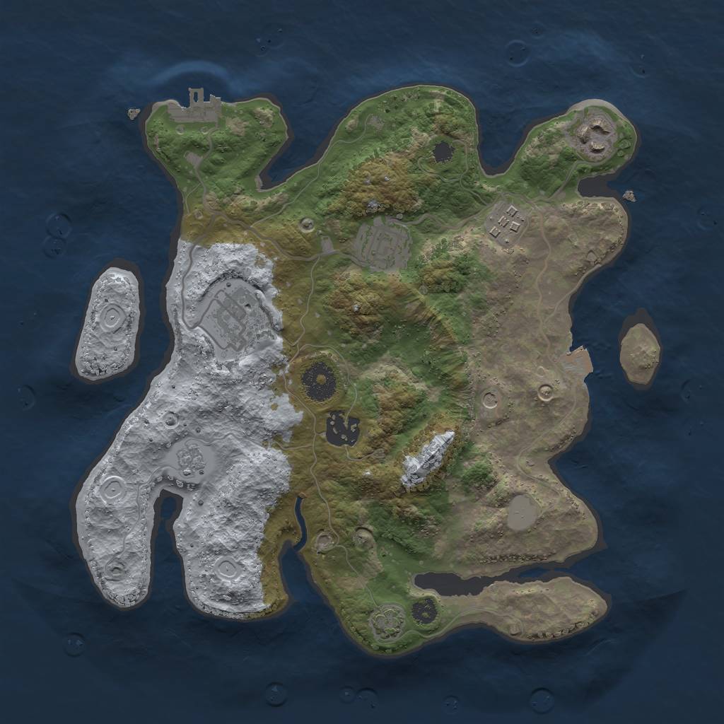Rust Map: Procedural Map, Size: 3000, Seed: 1355951307, 12 Monuments