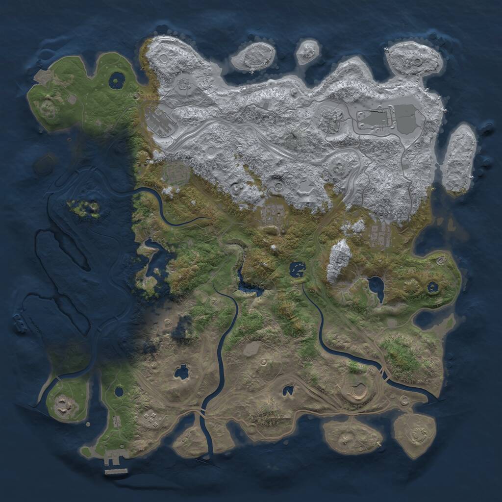 Rust Map: Procedural Map, Size: 4500, Seed: 2042367450, 17 Monuments