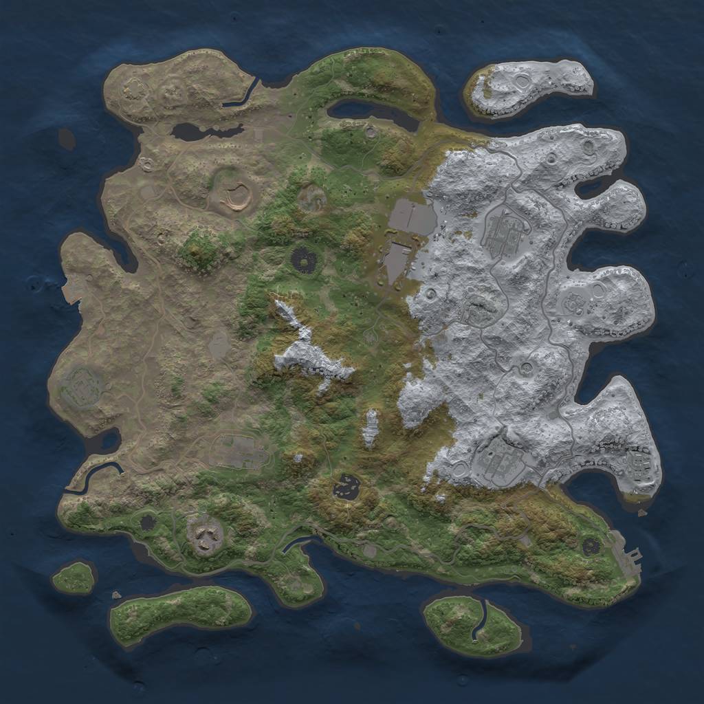 Rust Map: Procedural Map, Size: 4000, Seed: 858477242, 16 Monuments