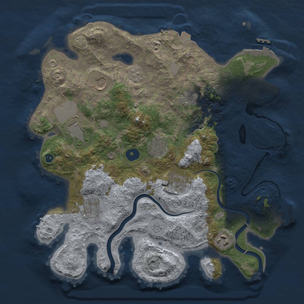 Rust Map: Procedural Map, Size: 3500, Seed: 1583648235, 14 Monuments