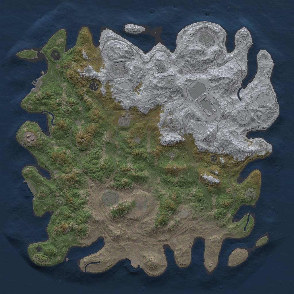 Rust Map: Procedural Map, Size: 4500, Seed: 747963230, 17 Monuments