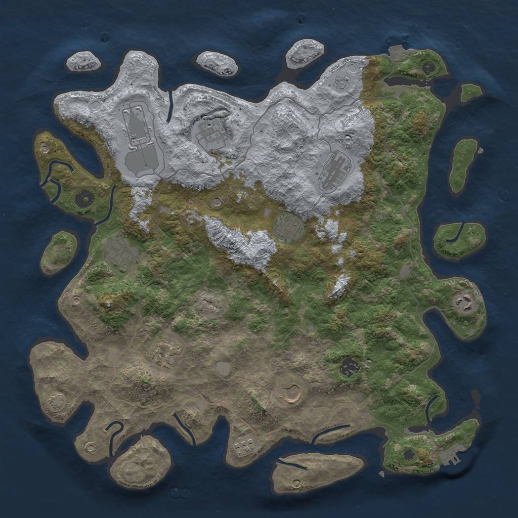 Rust Map: Procedural Map, Size: 4200, Seed: 1443860445, 17 Monuments