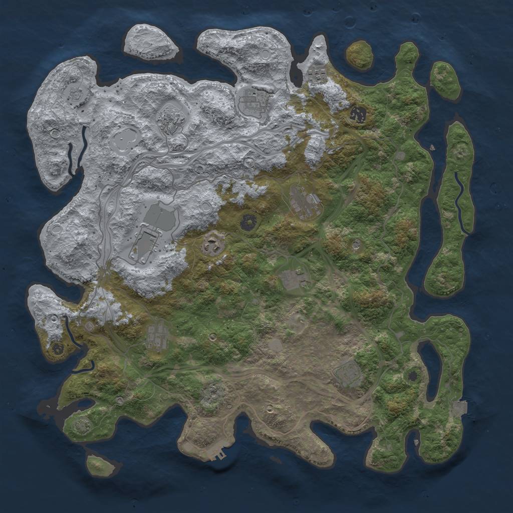Rust Map: Procedural Map, Size: 4500, Seed: 704399892, 17 Monuments
