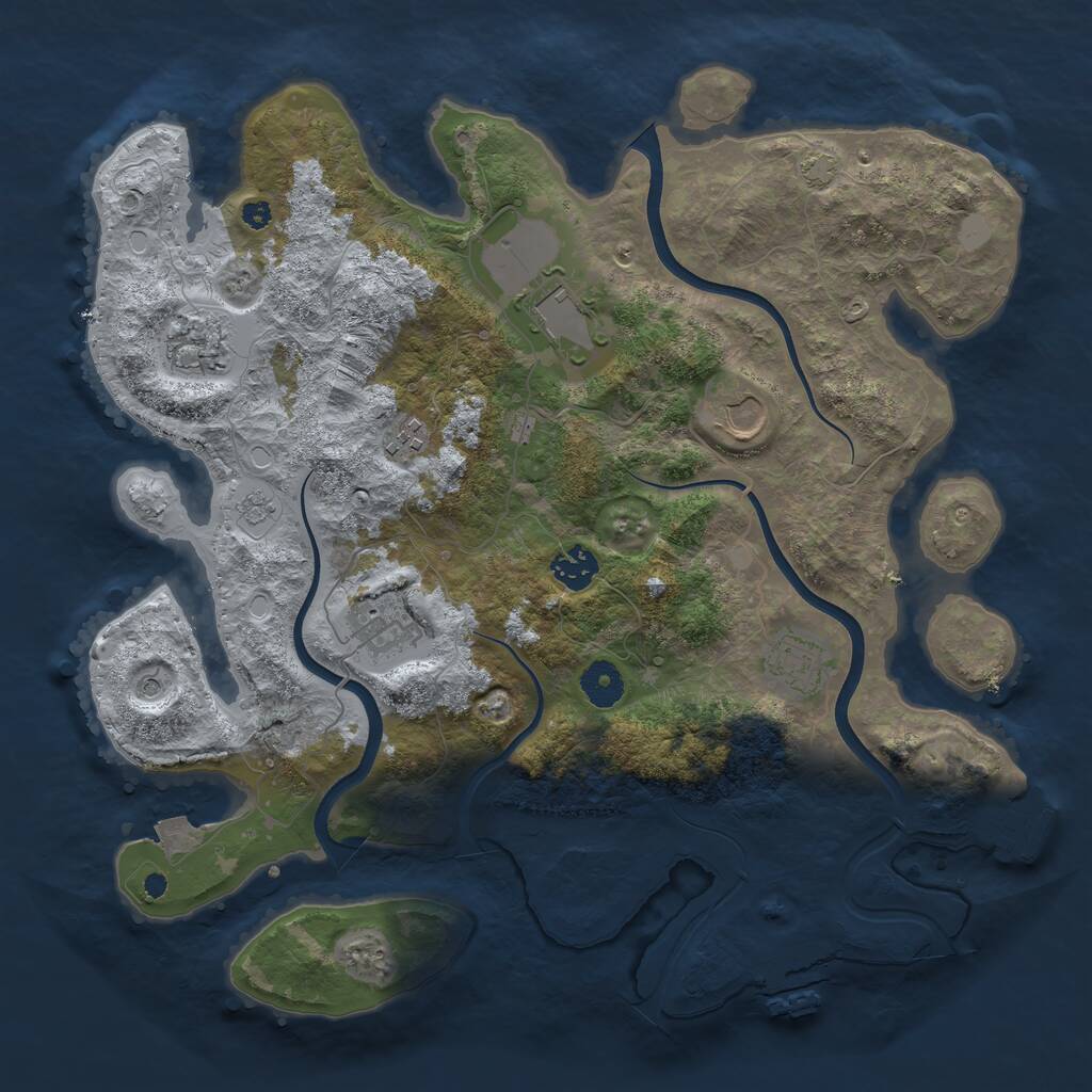 Rust Map: Procedural Map, Size: 3750, Seed: 1453788193, 13 Monuments