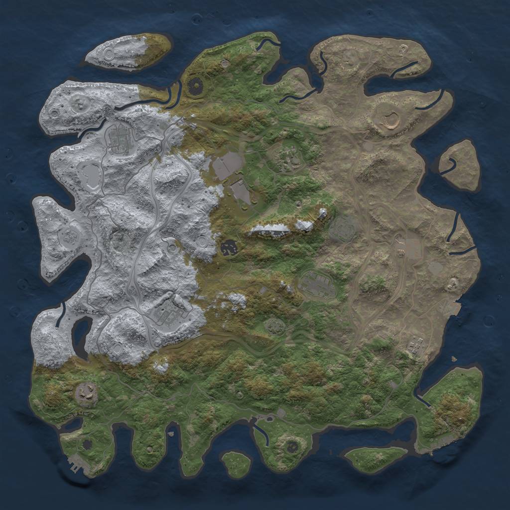 Rust Map: Procedural Map, Size: 4500, Seed: 728616027, 19 Monuments