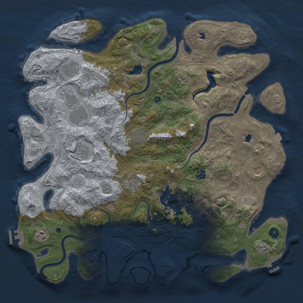 Rust Map: Procedural Map, Size: 4500, Seed: 728616027, 16 Monuments
