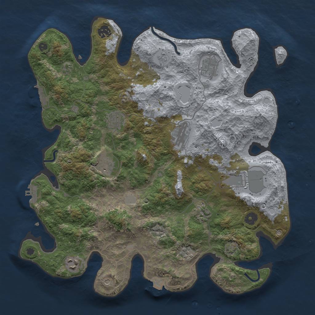 Rust Map: Procedural Map, Size: 3750, Seed: 27528673, 17 Monuments