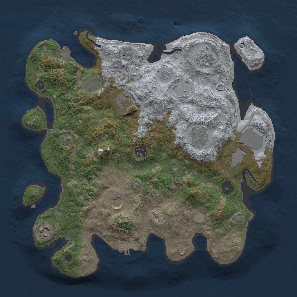 Rust Map: Procedural Map, Size: 3500, Seed: 1049321207, 16 Monuments