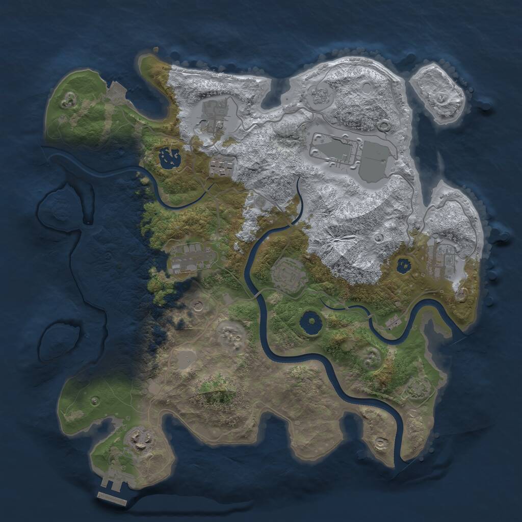 Rust Map: Procedural Map, Size: 3500, Seed: 1049321207, 13 Monuments