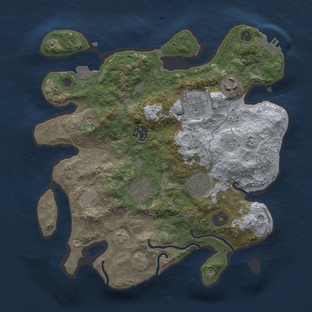 Rust Map: Procedural Map, Size: 3000, Seed: 424242, 12 Monuments