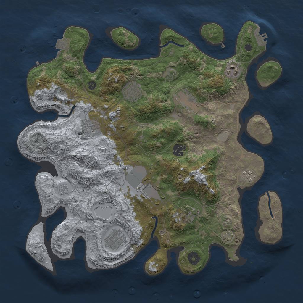 Rust Map: Procedural Map, Size: 3600, Seed: 2059432992, 16 Monuments