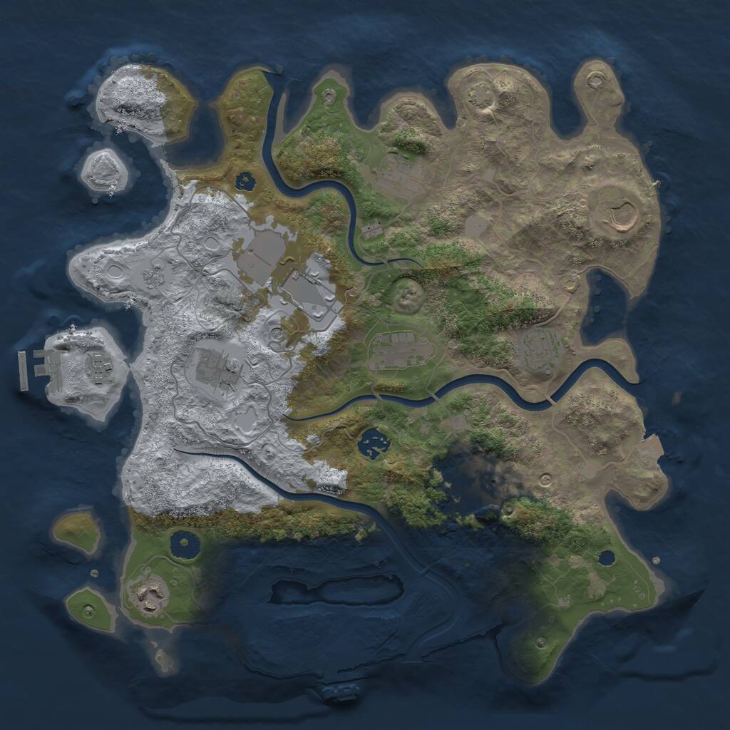 Rust Map: Procedural Map, Size: 3700, Seed: 1345016690, 16 Monuments