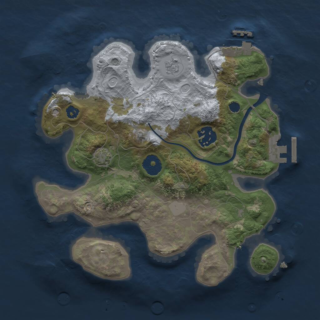 Rust Map: Procedural Map, Size: 2500, Seed: 23495872, 6 Monuments