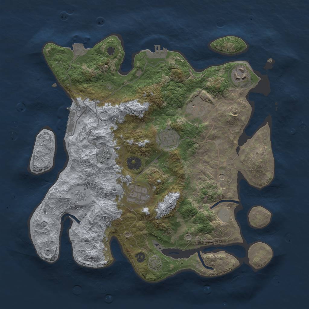 Rust Map: Procedural Map, Size: 3250, Seed: 1355951307, 13 Monuments