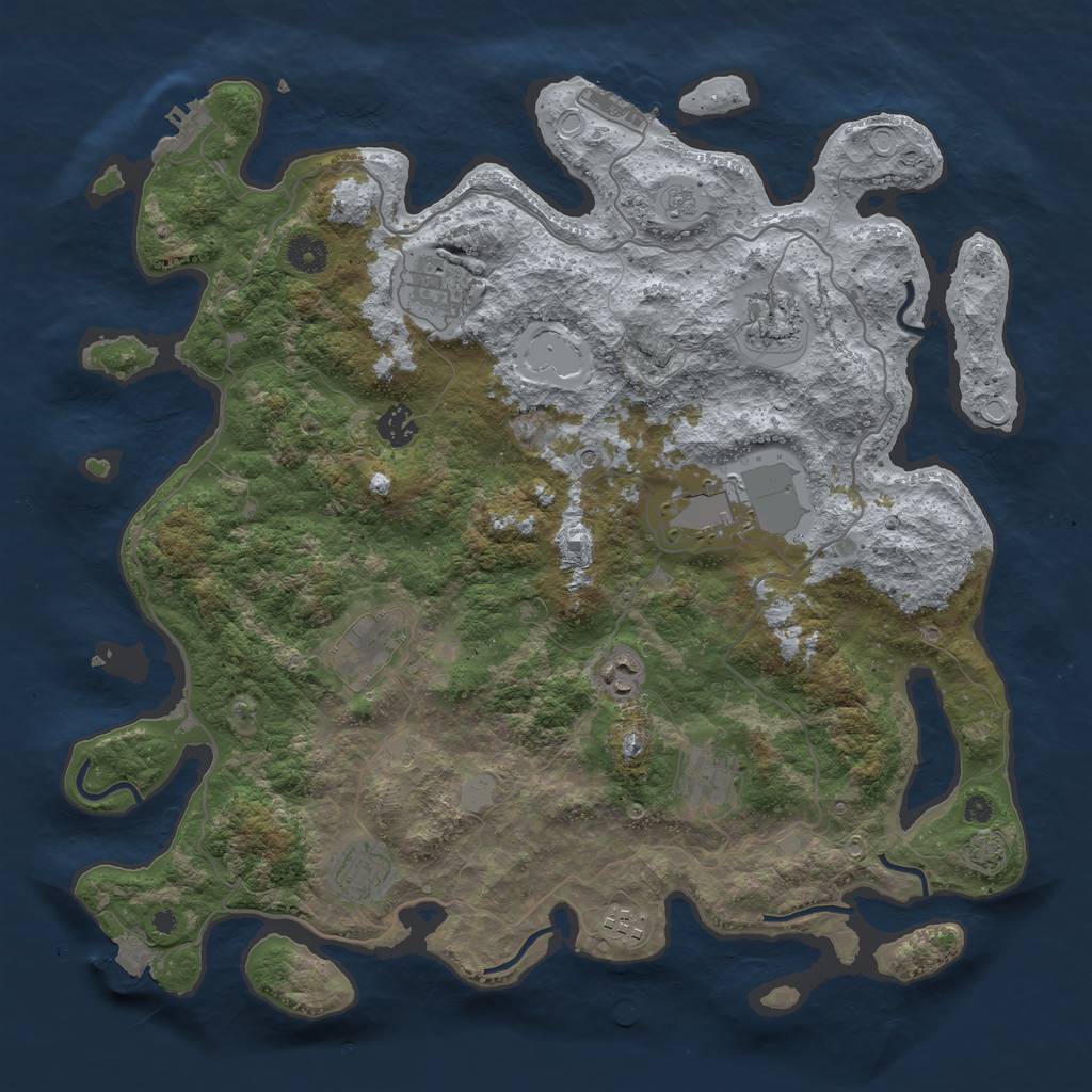 Rust Map: Procedural Map, Size: 4096, Seed: 90987, 17 Monuments
