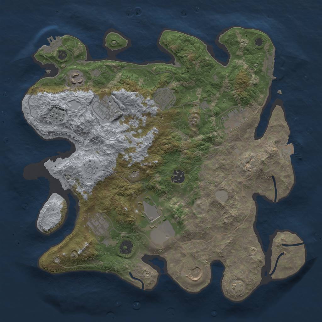 Rust Map: Procedural Map, Size: 3500, Seed: 14781, 17 Monuments
