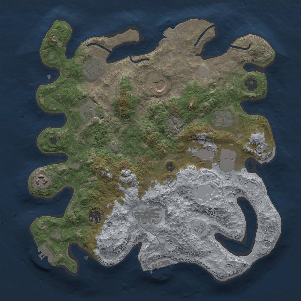 Rust Map: Procedural Map, Size: 3500, Seed: 1294032212, 16 Monuments