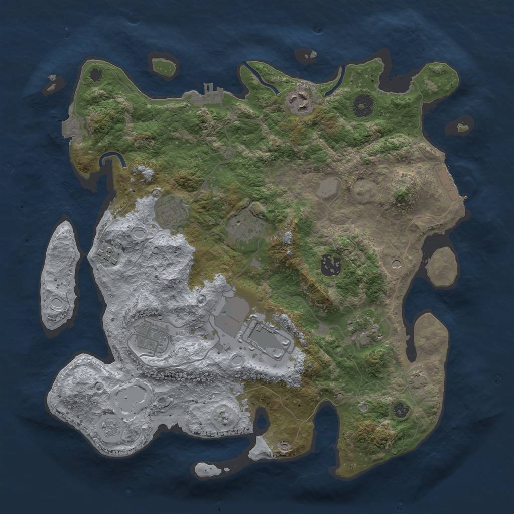 Rust Map: Procedural Map, Size: 3500, Seed: 74747127, 16 Monuments