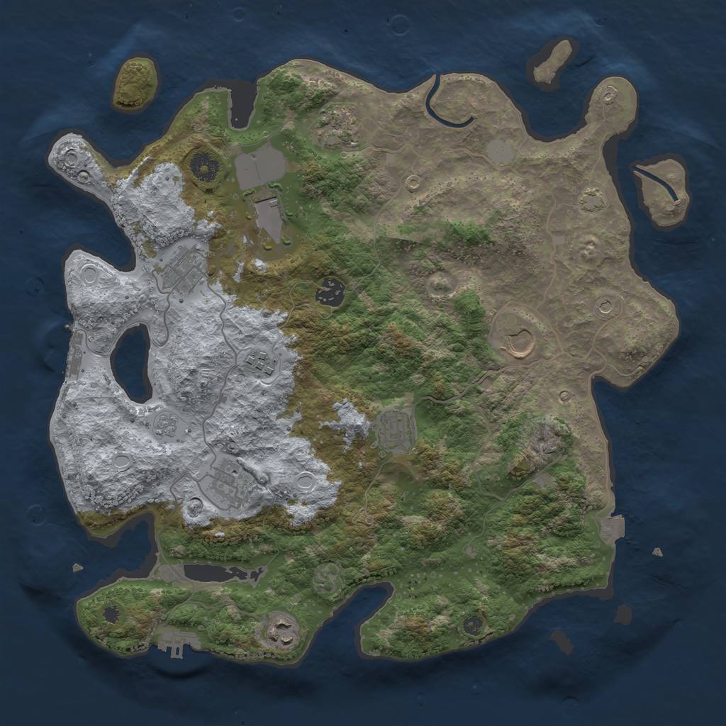 Rust Map: Procedural Map, Size: 3750, Seed: 655467, 17 Monuments