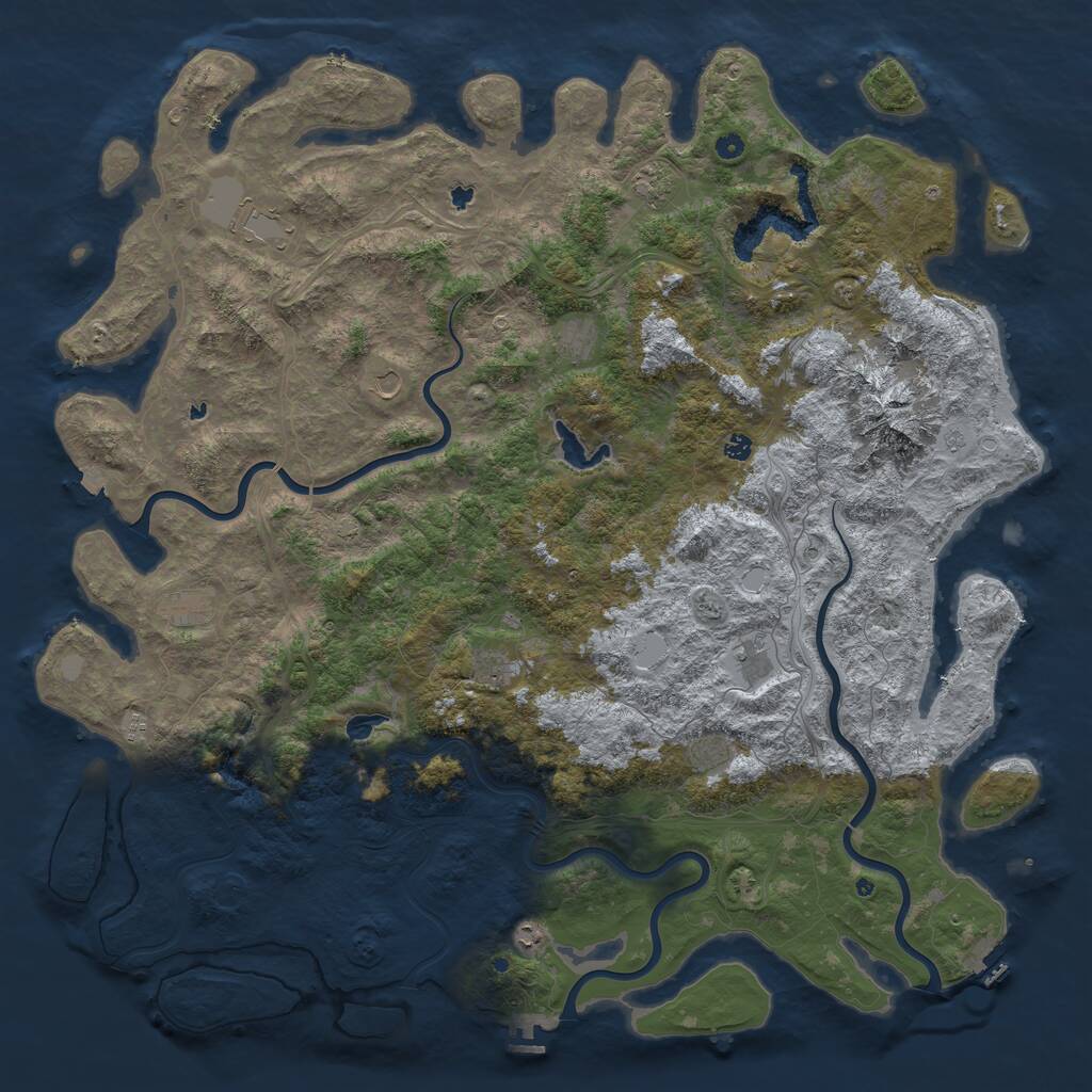 Rust Map: Procedural Map, Size: 6000, Seed: 1101504801, 17 Monuments