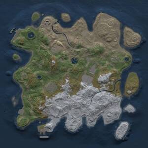 Thumbnail Rust Map: Procedural Map, Size: 3500, Seed: 1021430262, 13 Monuments