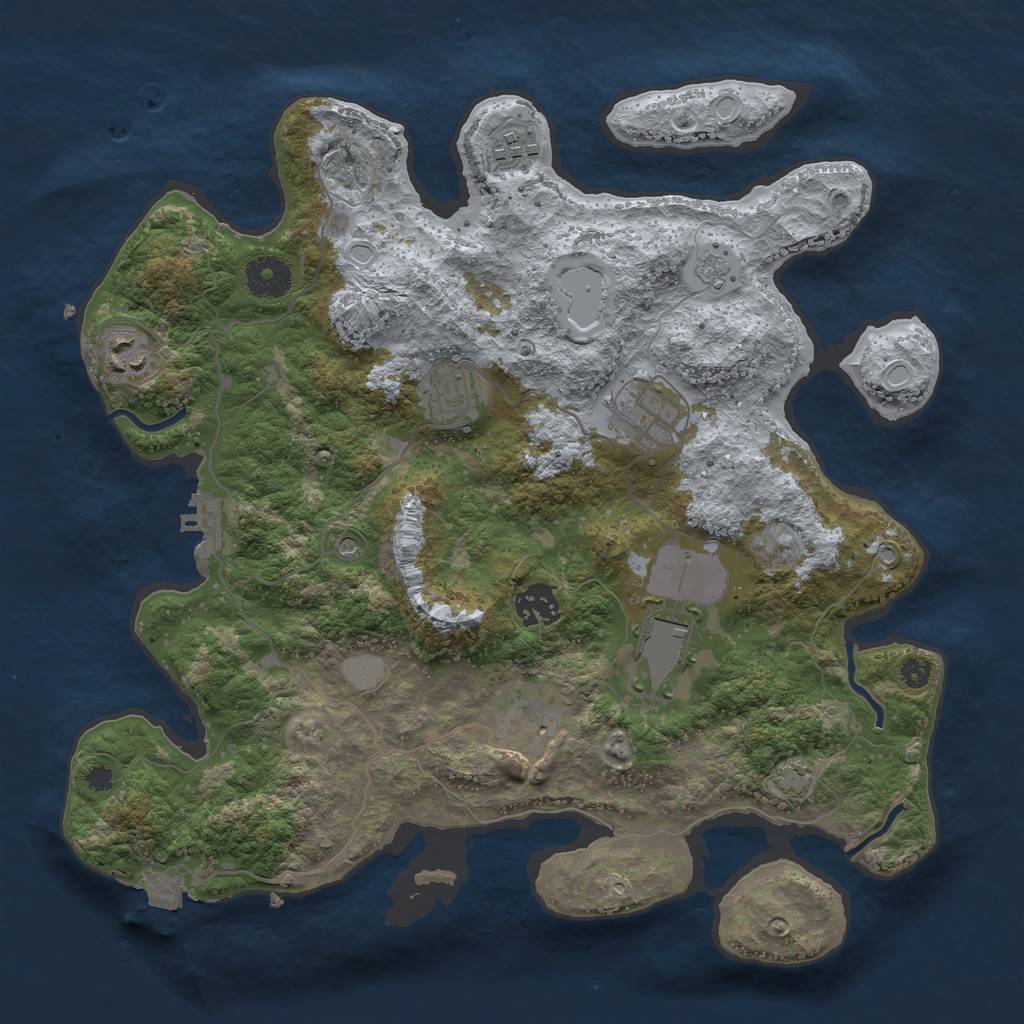 Rust Map: Procedural Map, Size: 3500, Seed: 617048723, 14 Monuments