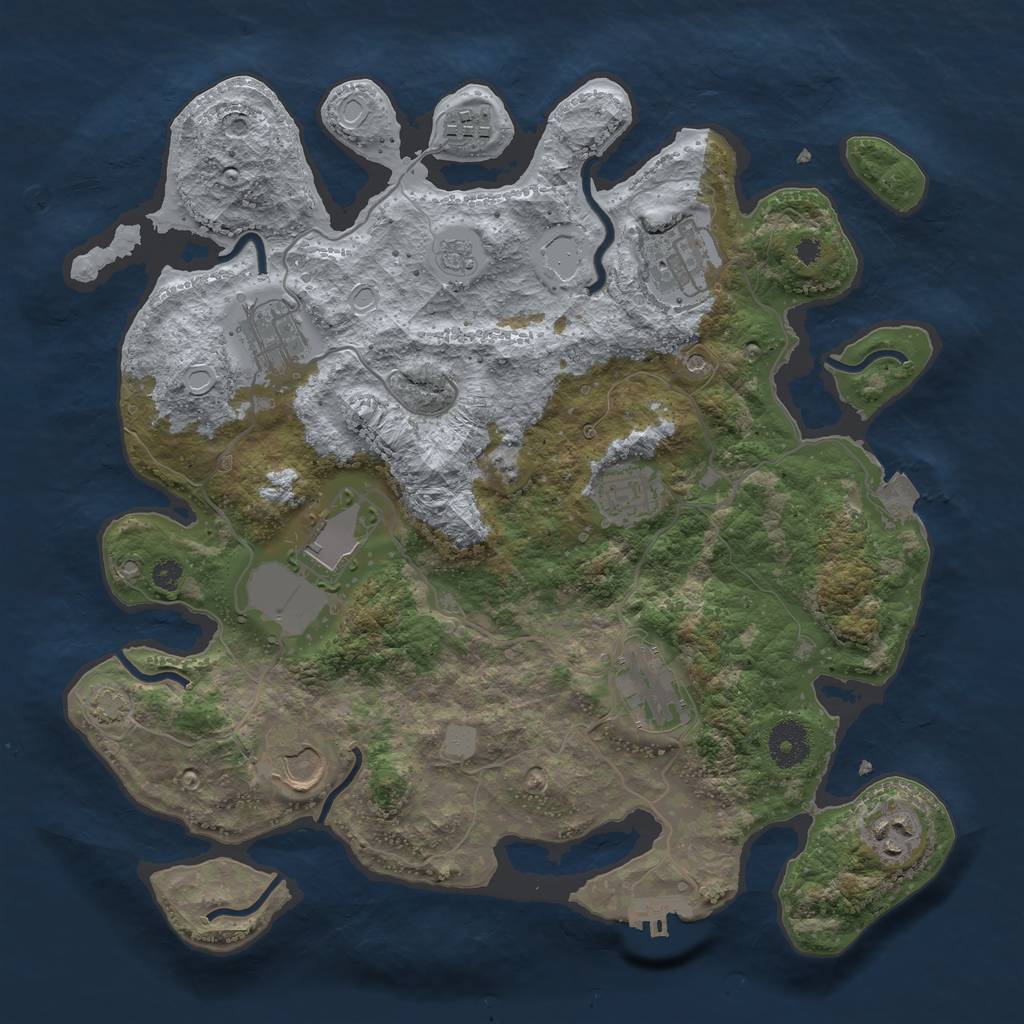 Rust Map: Procedural Map, Size: 3500, Seed: 733196448, 15 Monuments