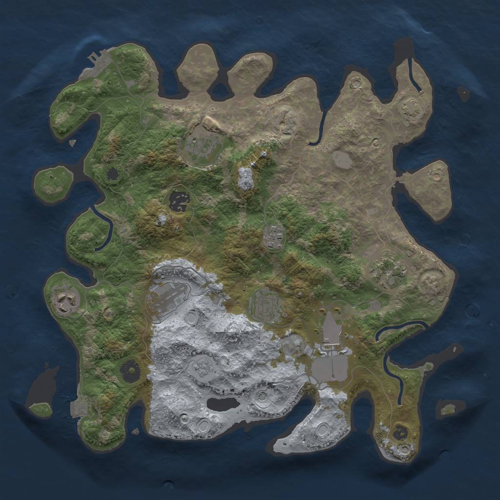 Rust Map: Procedural Map, Size: 3500, Seed: 71977113, 15 Monuments
