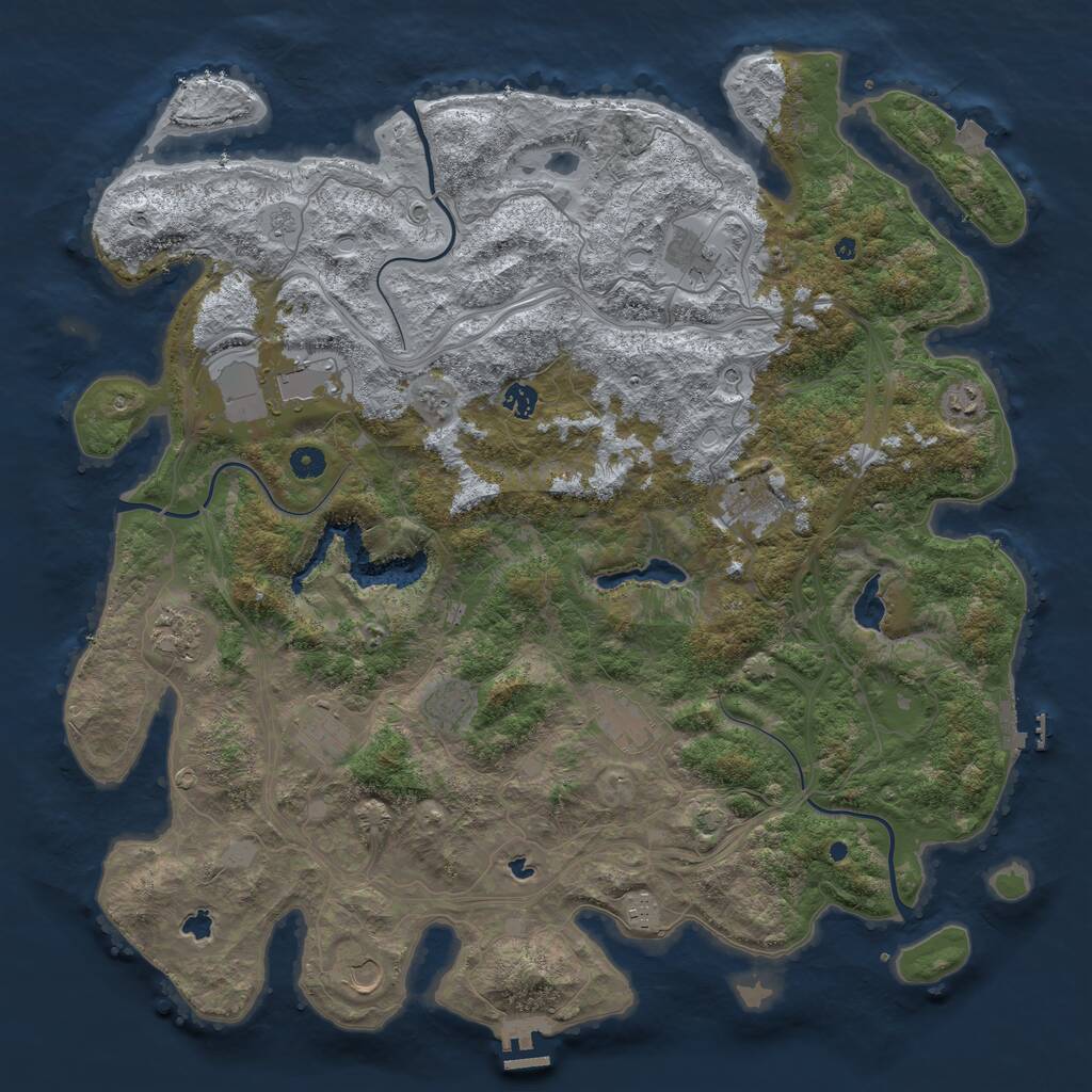 Rust Map: Procedural Map, Size: 4800, Seed: 991485541, 17 Monuments