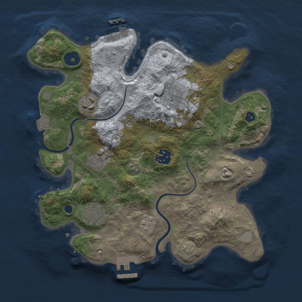 Rust Map: Procedural Map, Size: 3000, Seed: 1256395886, 12 Monuments