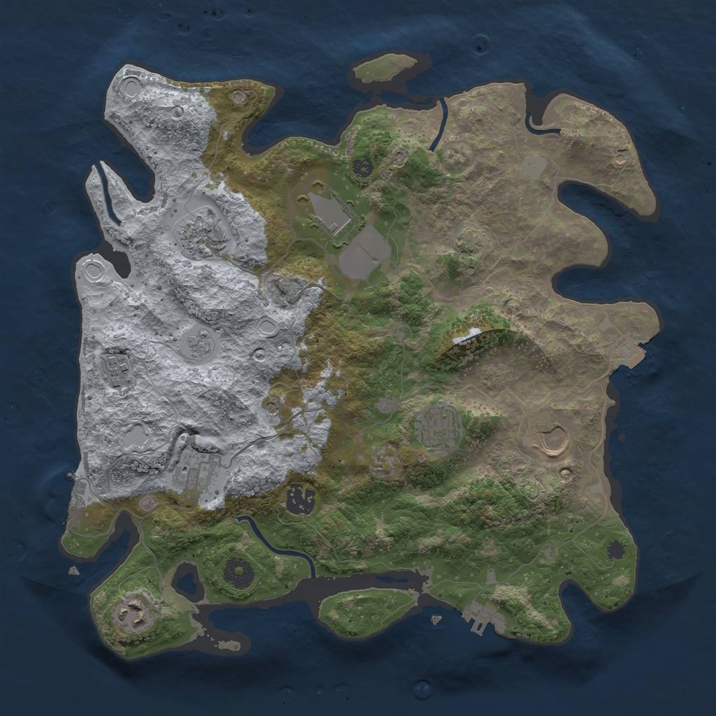 Rust Map: Procedural Map, Size: 3500, Seed: 121925932, 16 Monuments