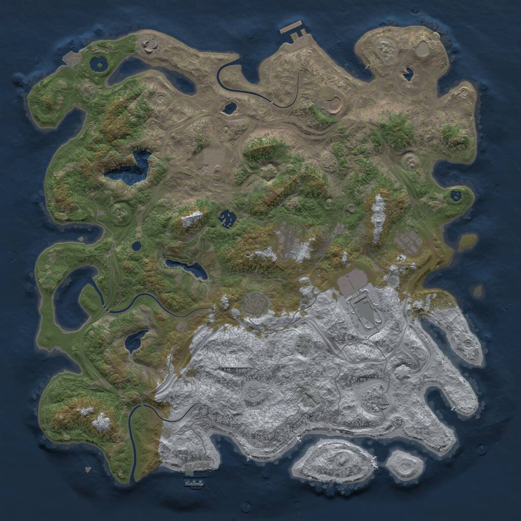 Rust Map: Procedural Map, Size: 4500, Seed: 8684374, 16 Monuments