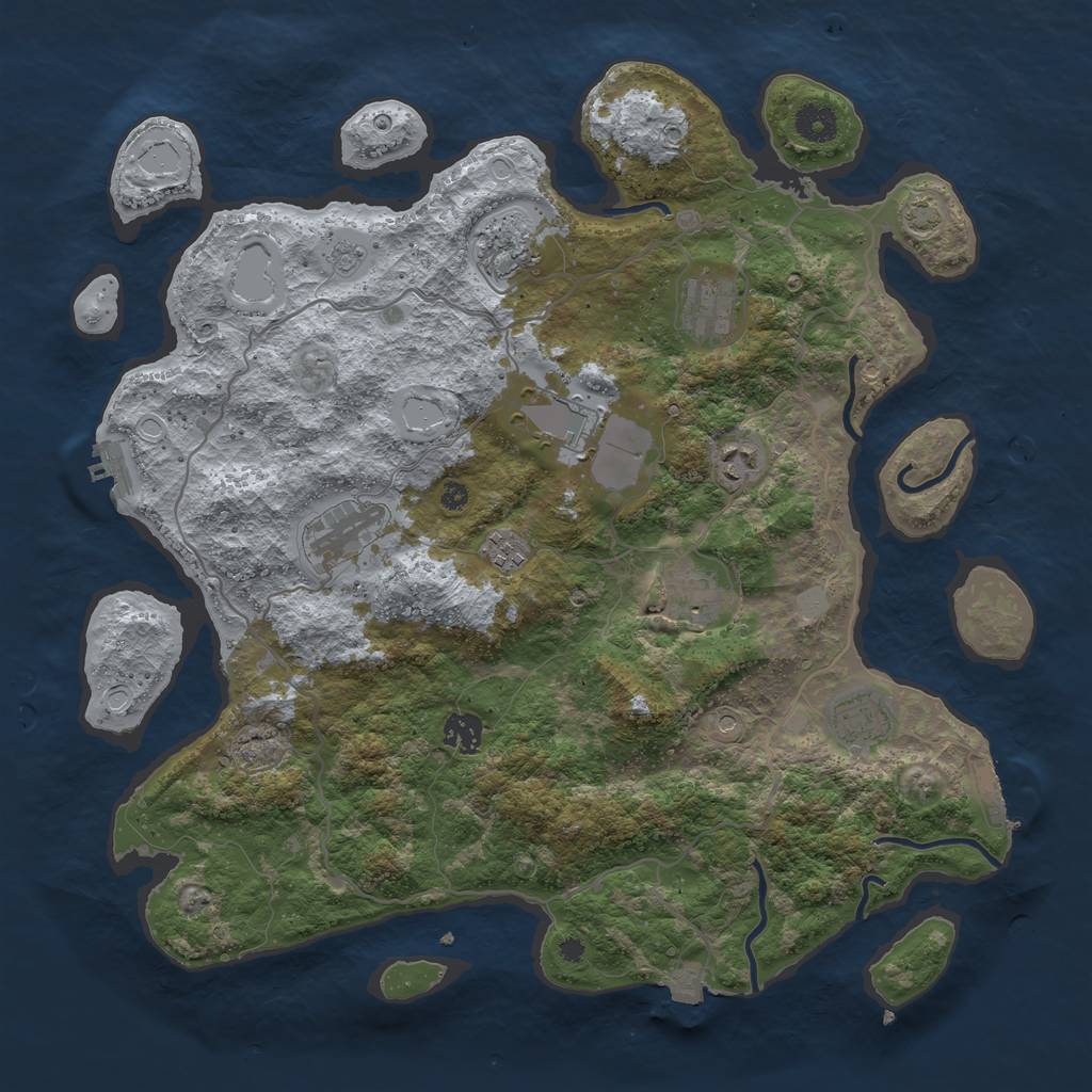 Rust Map: Procedural Map, Size: 4000, Seed: 123987777, 17 Monuments