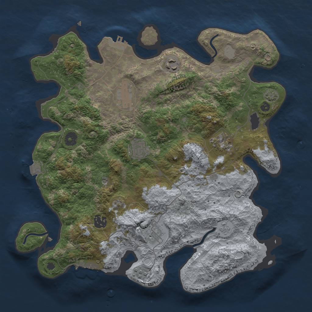 Rust Map: Procedural Map, Size: 3483, Seed: 1034604373, 15 Monuments