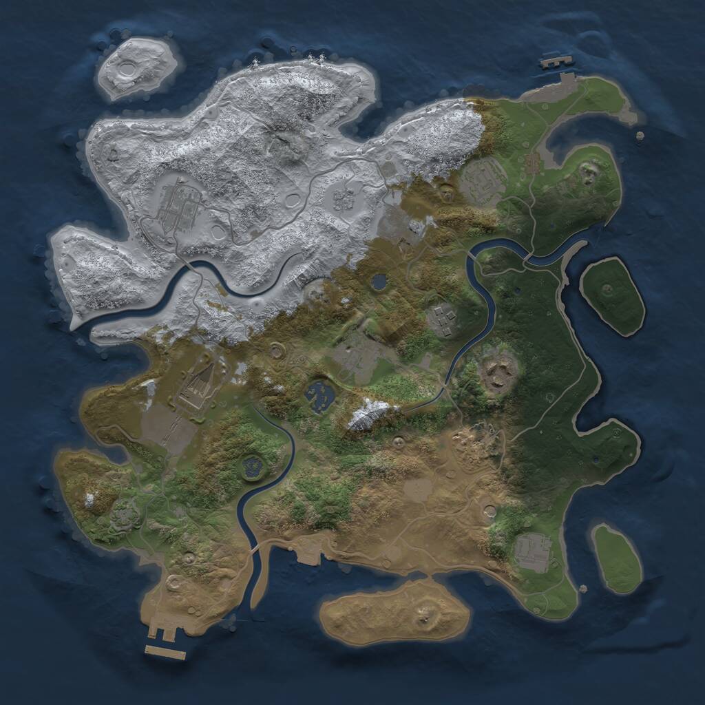 Rust Map: Procedural Map, Size: 3500, Seed: 297711872, 17 Monuments