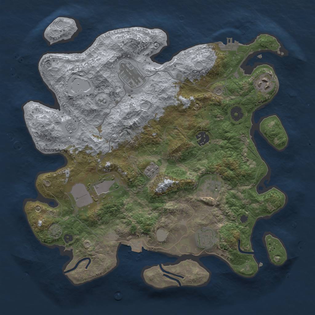 Rust Map: Procedural Map, Size: 3500, Seed: 297711872, 14 Monuments