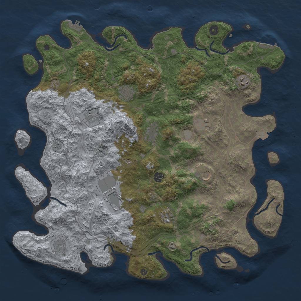 Rust Map: Procedural Map, Size: 4500, Seed: 1732954567, 19 Monuments