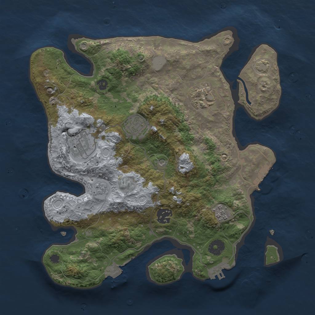 Rust Map: Procedural Map, Size: 3000, Seed: 2046974021, 13 Monuments