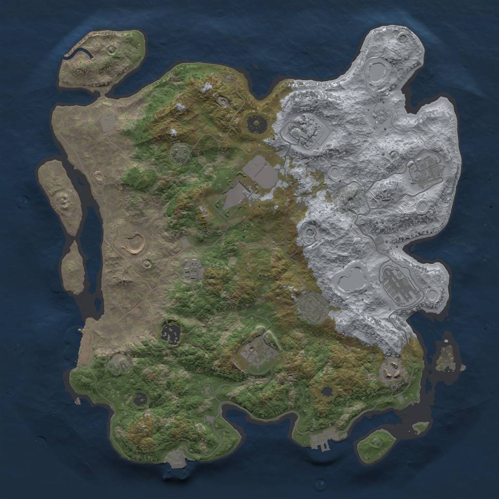 Rust Map: Procedural Map, Size: 3750, Seed: 380070482, 18 Monuments