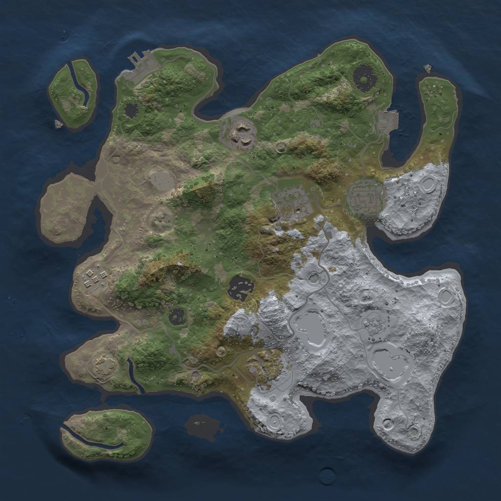Rust Map: Procedural Map, Size: 3000, Seed: 182006888, 13 Monuments