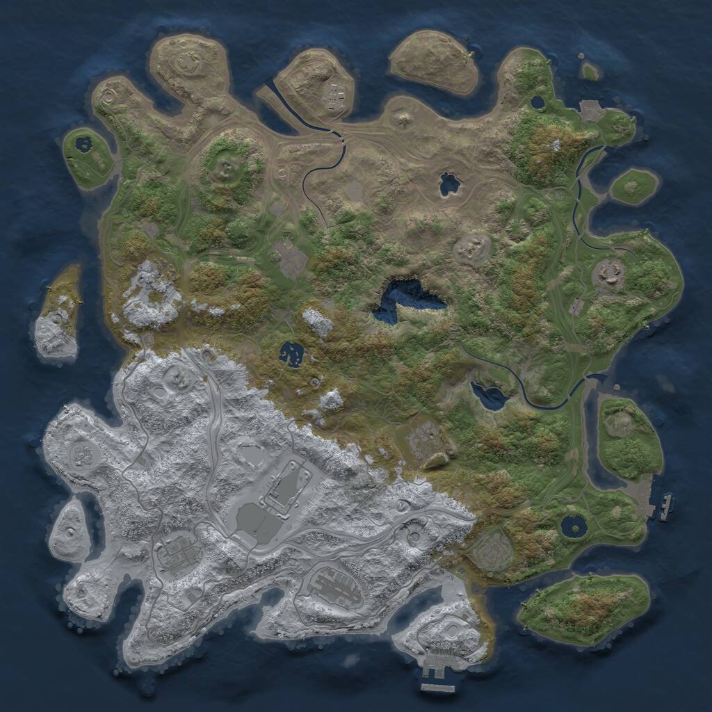 Rust Map: Procedural Map, Size: 4300, Seed: 1874284279, 16 Monuments