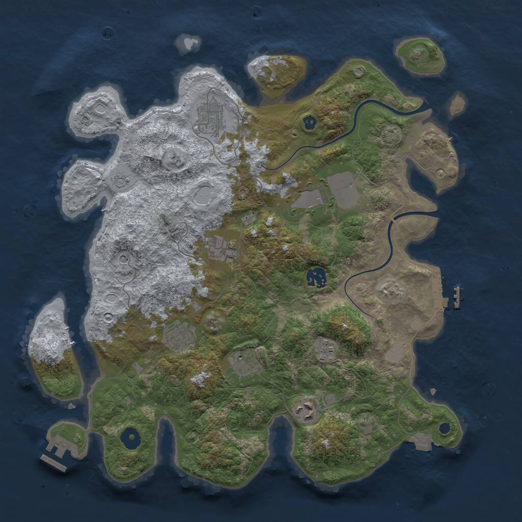 Rust Map: Procedural Map, Size: 3800, Seed: 564757, 14 Monuments