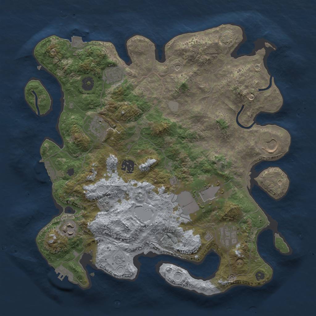 Rust Map: Procedural Map, Size: 3500, Seed: 723005679, 16 Monuments
