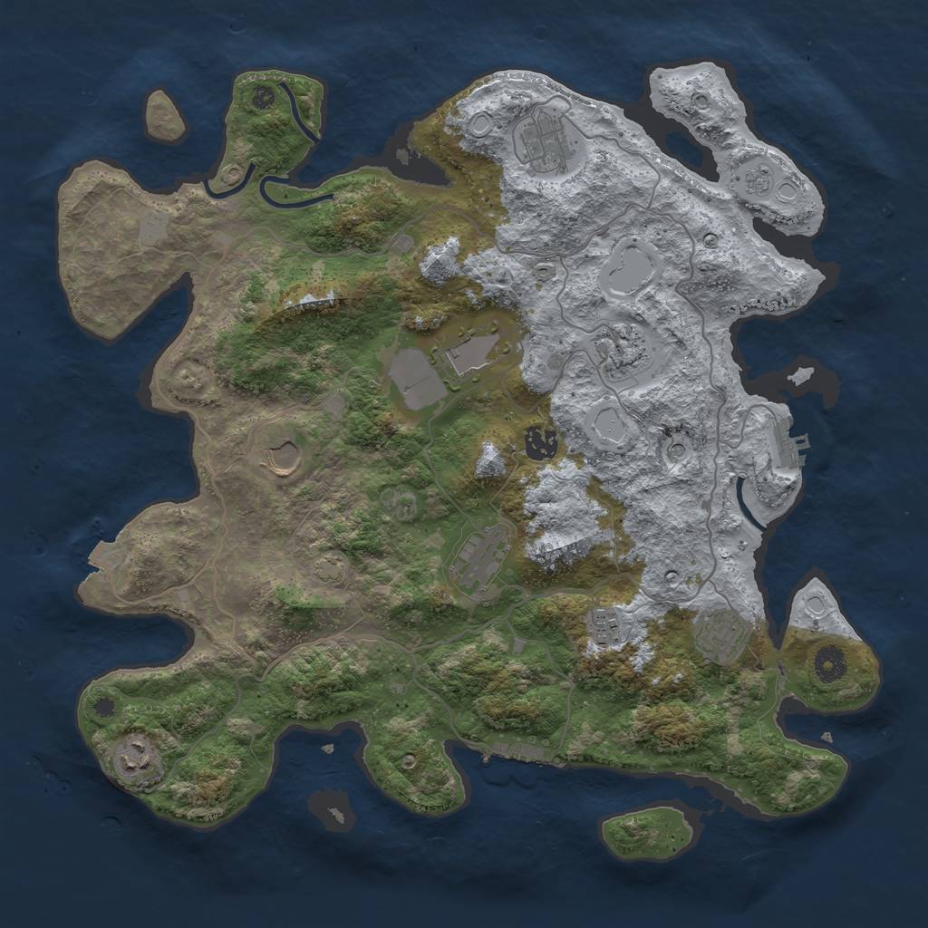 Rust Map: Procedural Map, Size: 4000, Seed: 1807630497, 17 Monuments