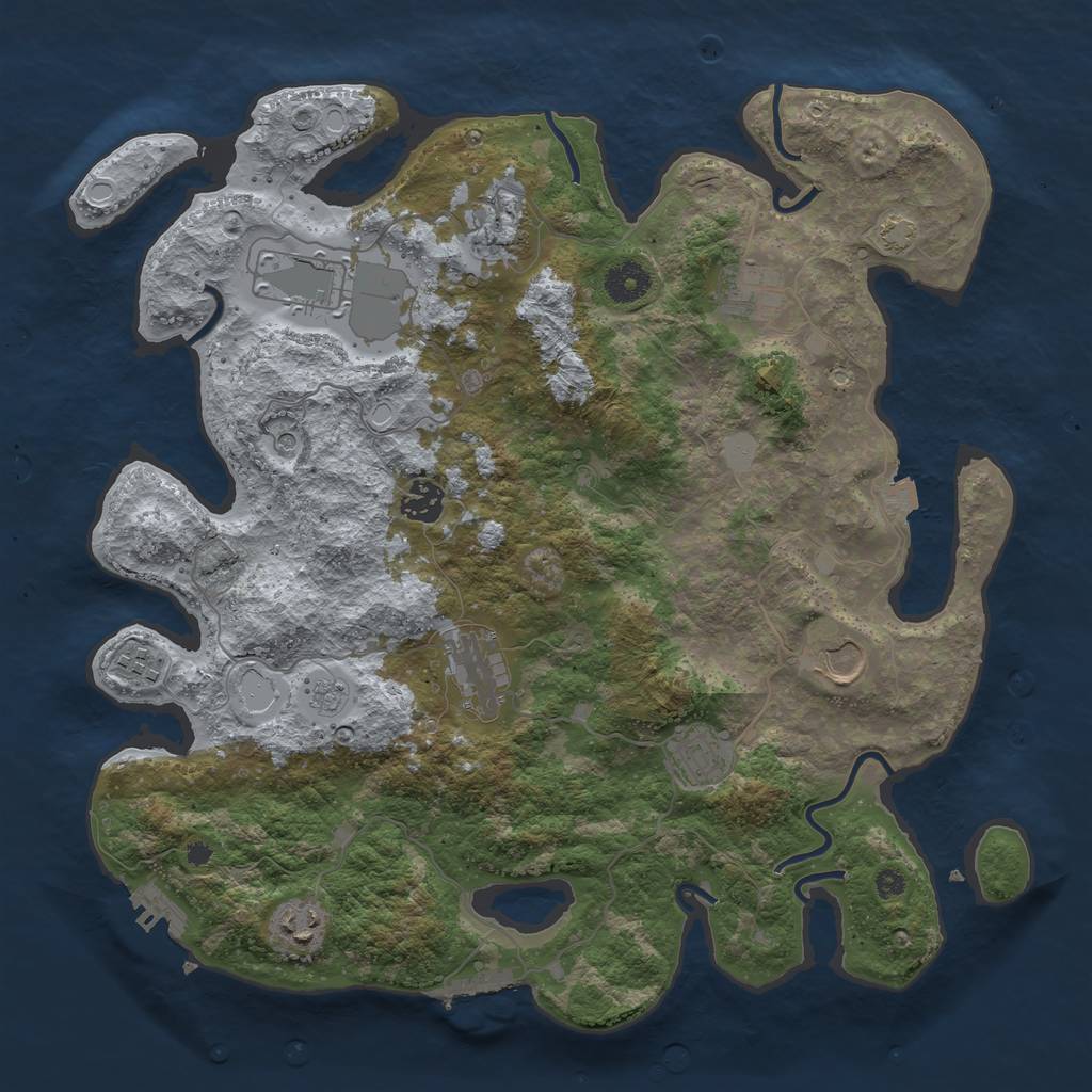 Rust Map: Procedural Map, Size: 3800, Seed: 132158975, 17 Monuments